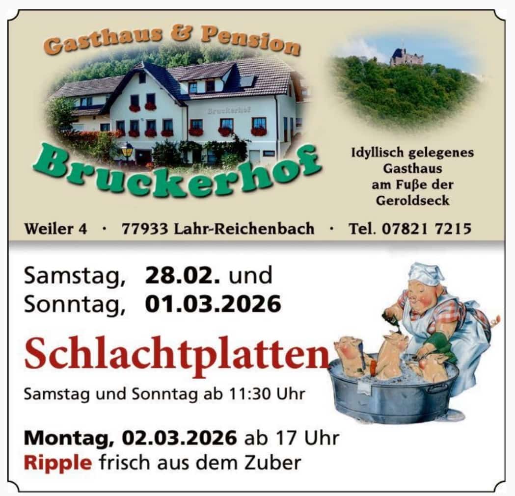 Werbung Schlachtplatten im
Februar und März 2026 Werbung Schlachtplatten im
Februar und März 2026